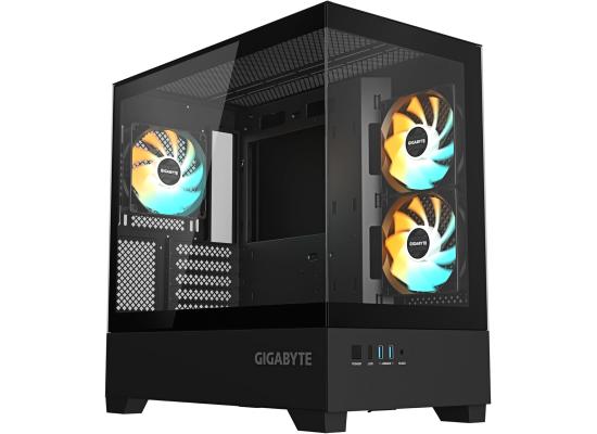 GIGABYTE C201 Panoramic PC Case - Mid Tower, m-ATX, 360mm Radiator Support, 3 Pre-Installed Fans, USB 3.0, Support RGB Fusion, Black